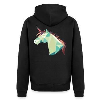 Pferd - Unisex Premium Bio Zip Hoodie - Schwarz - Hinten - Nico (187cm)