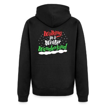 Walking In A Winter Wonderland - Weihnachten Xmas - Unisex Premium Bio Zip Hoodie - Schwarz - Hinten - Nico (187cm)