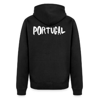 Portugal - Unisex Premium Bio Zip Hoodie - Schwarz - Hinten - Nico (187cm)