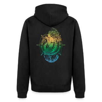 Meerjungfrau Seejungfrau Nixe Märchen - Unisex Premium Bio Zip Hoodie - Schwarz - Hinten - Nico (187cm)