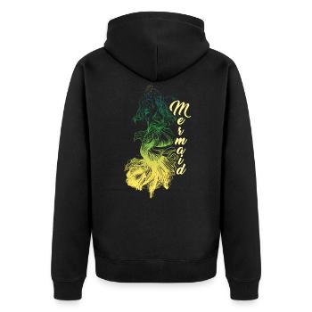 Meerjungfrau Seejungfrau Nixe Märchen - Unisex Premium Bio Zip Hoodie - Schwarz - Hinten - Nico (187cm)