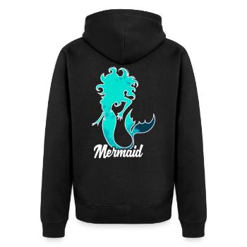 Meerjungfrau Seejungfrau Nixe Märchen - Unisex Premium Bio Zip Hoodie - Schwarz - Hinten - Nico (187cm)