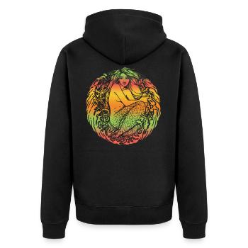 Meerjungfrau Seejungfrau Nixe Märchen - Unisex Premium Bio Zip Hoodie - Schwarz - Hinten - Nico (187cm)