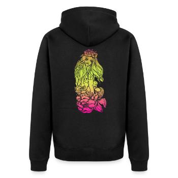 Meerjungfrau Seejungfrau Nixe Märchen - Unisex Premium Bio Zip Hoodie - Schwarz - Hinten - Nico (187cm)