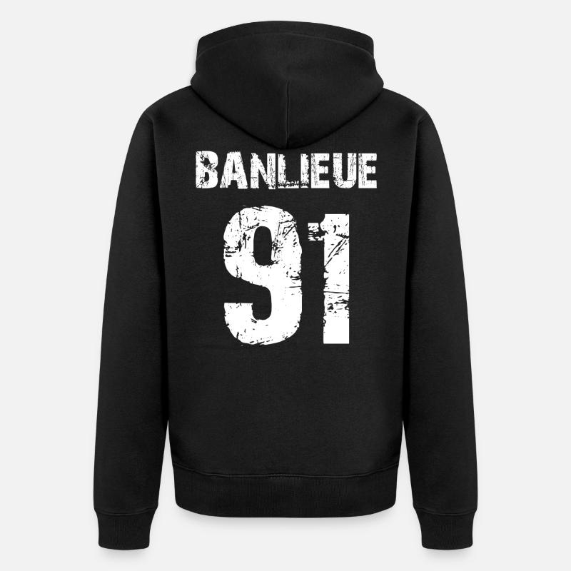 banlieue 91 - Veste à capuche bio Premium Unisexe - noir