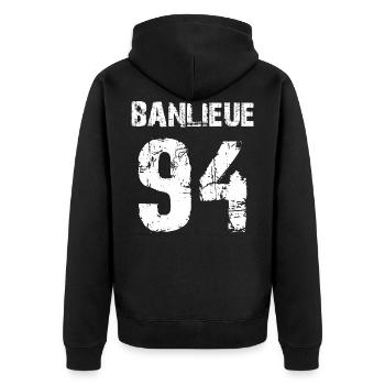 banlieue 94 - Unisex Premium Organic Zip Hoodie - black - Back - Nico (187cm)