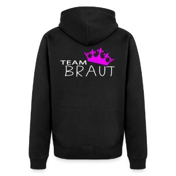 Team Braut Hochzeit Junggesellinnen Abschied. - Unisex Premium Bio Zip Hoodie - Schwarz - Hinten - Nico (187cm)