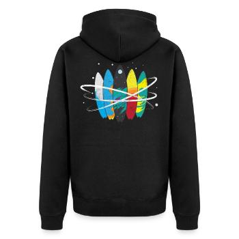 Surfbrett Weltall Wellen Umlaufbahn - Unisex Premium Bio Zip Hoodie - Schwarz - Hinten - Nico (187cm)