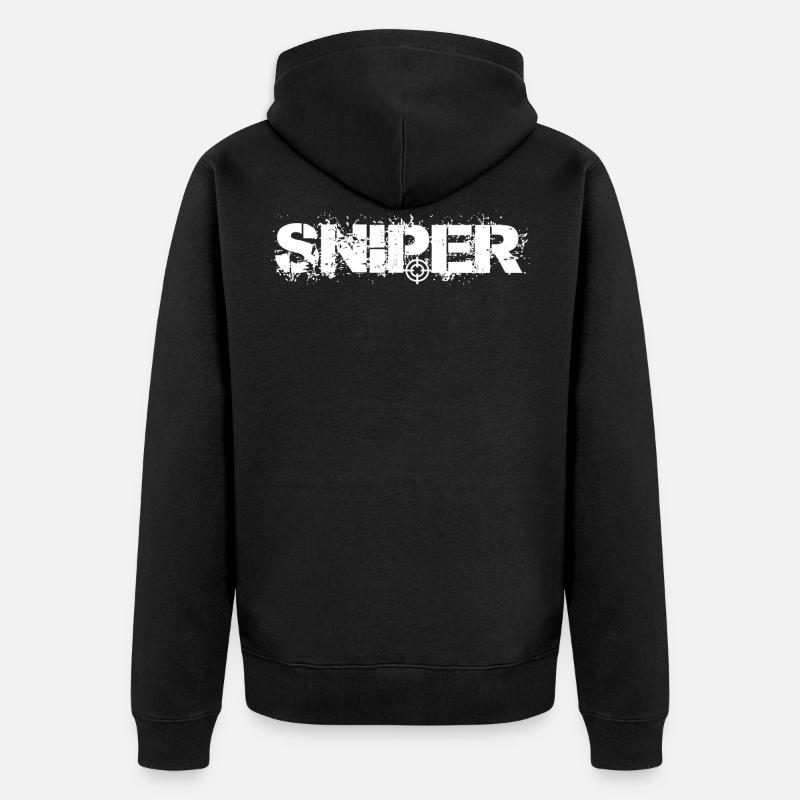 Sniper Blanc - Veste à capuche bio Premium Unisexe - noir