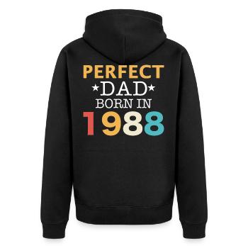 1988 88 - Unisex Premium Bio Zip Hoodie - Schwarz - Hinten - Nico (187cm)