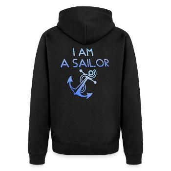 I am a sailor "I am a Sailor" - Unisex Premium Organic Zip Hoodie - black - Back - Nico (187cm)