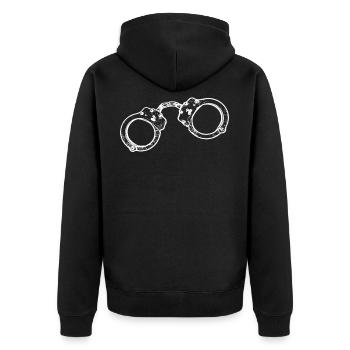 handcuffs - Unisex Premium Organic Zip Hoodie - black - Back - Nico (187cm)