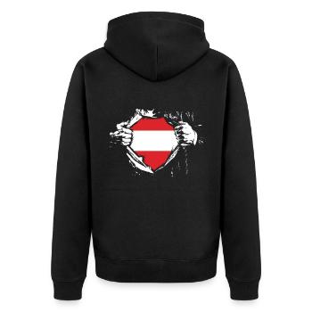 Österreicher Wien Österreich Austria - Unisex Premium Bio Zip Hoodie - Schwarz - Hinten - Nico (187cm)