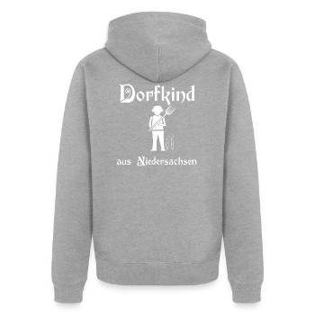 Enfant du village disant Niedersachsen - Veste à capuche bio Premium Unisexe - gris chiné - Dos - Nico (187cm)