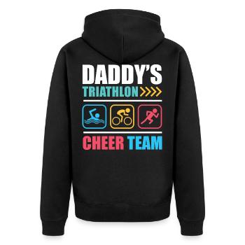Triathlon Fan - Unisex Premium Bio Zip Hoodie - Schwarz - Hinten - Nico (187cm)