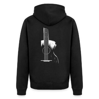 Akkustikgitarre Gitarrist Schwarz Weiß Geschenk - Unisex Premium Bio Zip Hoodie - Schwarz - Hinten - Nico (187cm)