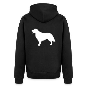 Golden Retriever Silhouette Süßes Geschenk Wuff - Unisex Premium Bio Zip Hoodie - Schwarz - Hinten - Nico (187cm)