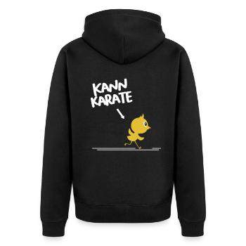 Kann Karate Lustiges Kücken Süß Auffallen Geschenk - Unisex Premium Bio Zip Hoodie - Schwarz - Hinten - Nico (187cm)