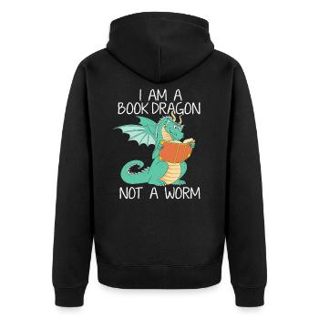 Livre dragon de bibliothèque verme l’ouvrage Lire livre professeur cadeau - Veste à capuche bio Premium Unisexe - noir - Dos - Nico (187cm)