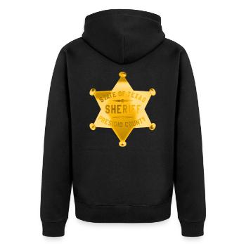 Wester Wild West Mayor Texas Sheriff Stern - Unisex Premium Organic Zip Hoodie - black - Back - Nico (187cm)