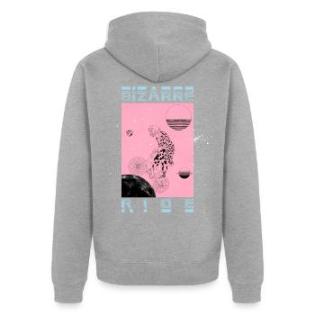 Couleur de trajet bizarre - Veste à capuche bio Premium Unisexe - gris chiné - Dos - Nico (187cm)