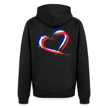Drapeau coeur couleurs drapeau bannière france - Veste à capuche bio Premium Unisexe - noir - Dos - Nico (187cm)
