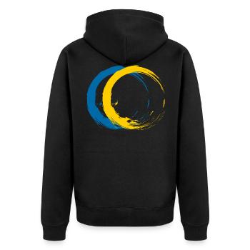Circle brush flag of Sweden holiday travel - Unisex Premium Organic Zip Hoodie - black - Back - Nico (187cm)