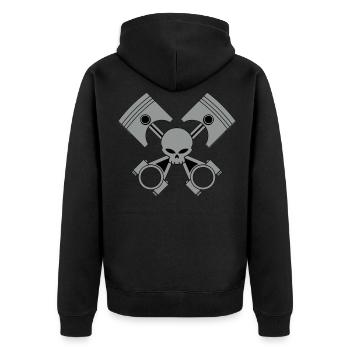 bikers engine - Unisex Premium Bio Zip Hoodie - Schwarz - Hinten - Nico (187cm)
