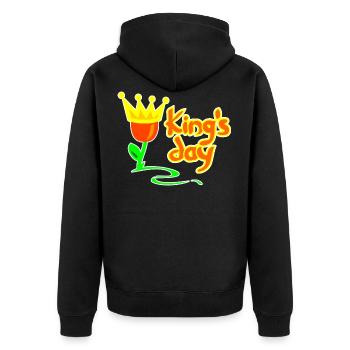 Königstag Niederlande Tulpe kings day - Unisex Premium Bio Zip Hoodie - Schwarz - Hinten - Nico (187cm)