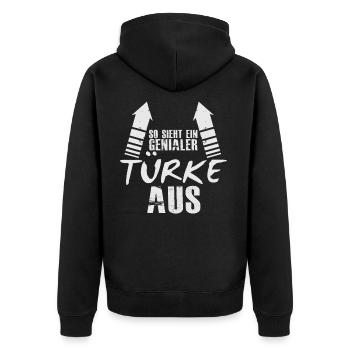 Türke Türkei Genial Istanbul Mond Stern Geschenk - Unisex Premium Bio Zip Hoodie - Schwarz - Hinten - Nico (187cm)