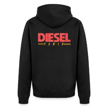 DIESEL KRAFT LASTWAGEN MOTIV - Unisex Premium Bio Zip Hoodie - Schwarz - Hinten - Nico (187cm)
