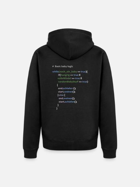 Baby Logik Werdender Vater Informatiker Geschenk - Unisex Premium Bio Zip Hoodie - Schwarz