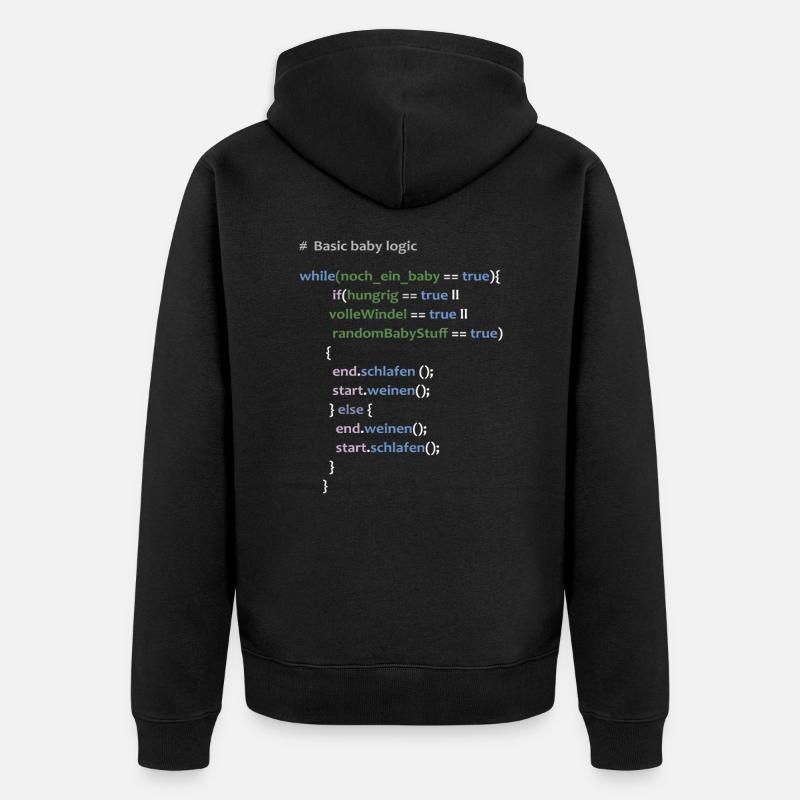 Baby Logik Werdender Vater Informatiker Geschenk - Unisex Premium Bio Zip Hoodie - Schwarz