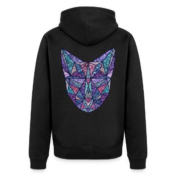 Chat chat de la géométrie cadeau miau bleu violet - Veste à capuche bio Premium Unisexe - noir - Dos - Nico (187cm)