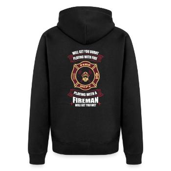 Jouer avec le feu pompier cadeau sexy - Veste à capuche bio Premium Unisexe - noir - Dos - Nico (187cm)