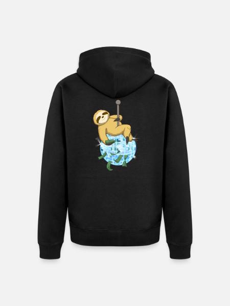 Sloth Disco Party Gift - Unisex Premium Organic Zip Hoodie - black