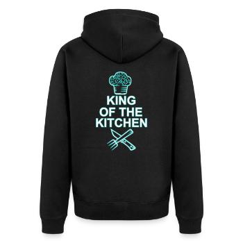 King of the Kitchen Chef Chef Gift Chef's Hat - Unisex Premium Organic Zip Hoodie - black - Back - Nico (187cm)