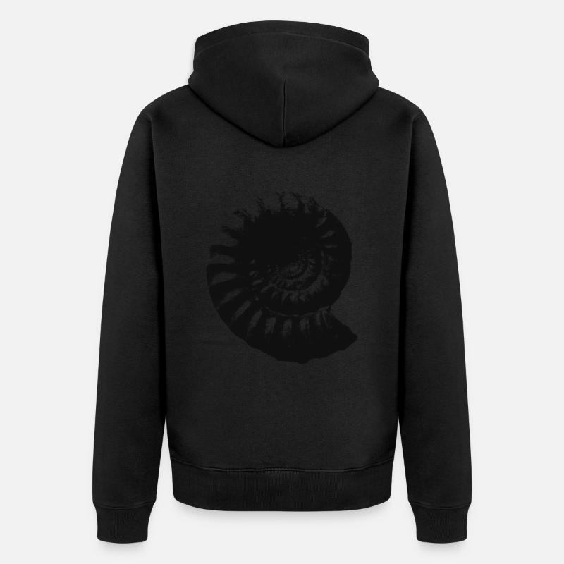 Fossil Geschenkidee Ammonit Urzeit Geschenk - Unisex Premium Bio Zip Hoodie - Schwarz