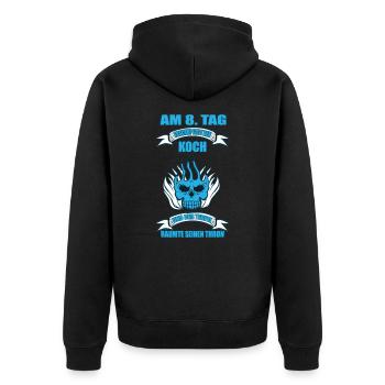 Gott Erschuf Den Koch Küche Kochen Herd Geschenk - Unisex Premium Bio Zip Hoodie - Schwarz - Hinten - Nico (187cm)