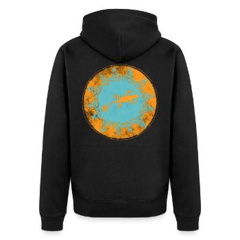 "Baleares spain" (beidseitig bedruckt!) - Unisex Premium Bio Zip Hoodie - Schwarz - Hinten - Nico (187cm)