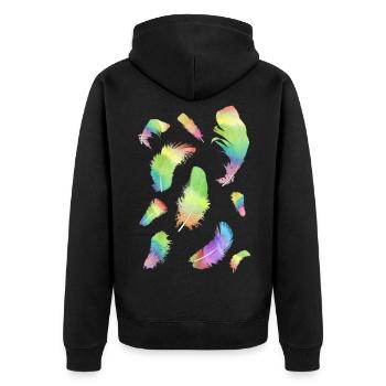 Feathers Rainbow vintage style gift idea - Unisex Premium Organic Zip Hoodie - black - Back - Nico (187cm)