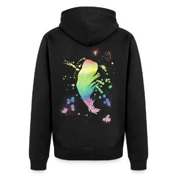 Feather Rainbow vintage shabby cool gift - Unisex Premium Organic Zip Hoodie - black - Back - Nico (187cm)