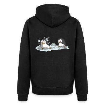 Schneeballschlacht Schnee Schneeball Geschenk Idee - Unisex Premium Bio Zip Hoodie - Schwarz - Hinten - Nico (187cm)