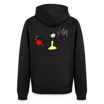 Putzfrau - Unisex Premium Bio Zip Hoodie - Schwarz - Hinten - Nico (187cm)