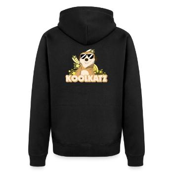 Meerkat Cooles Erdmännchen - Unisex Premium Bio Zip Hoodie - Schwarz - Hinten - Nico (187cm)