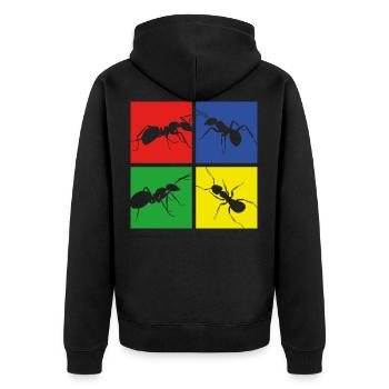 Ameisen - Unisex Premium Bio Zip Hoodie - Schwarz - Hinten - Nico (187cm)