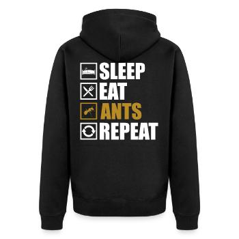 Ant - Unisex Premium Organic Zip Hoodie - black - Back - Nico (187cm)