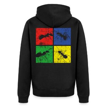 Ant - Unisex Premium Organic Zip Hoodie - black - Back - Nico (187cm)