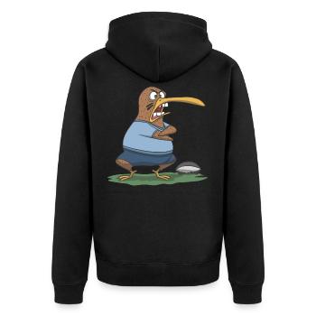 Neuseeland Rugby Kiwi Haka Geschenk Idee - Unisex Premium Bio Zip Hoodie - Schwarz - Hinten - Nico (187cm)