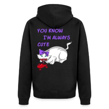 YOU KNOW I'M ALWAYS CUTE - Unisex Premium Bio Zip Hoodie - Schwarz - Hinten - Nico (187cm)